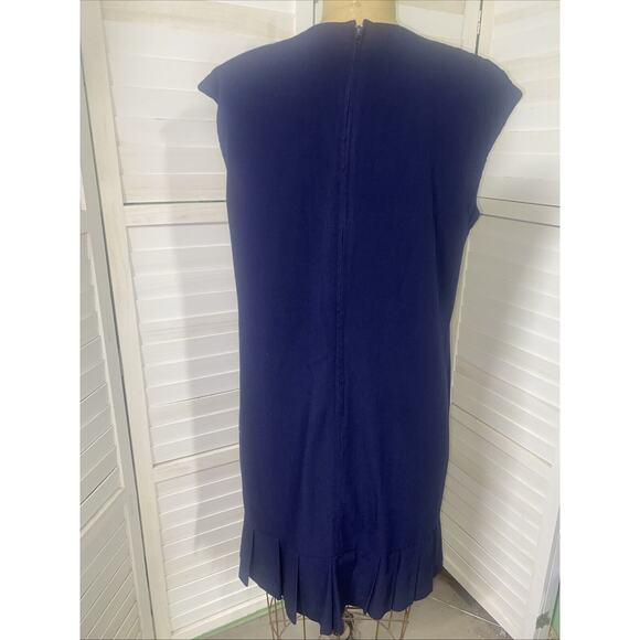 Vintage 80s Women’s Blue Two Piece Sheath Dress Blazer Set Size 14 Union Made - Picture 8 of 10